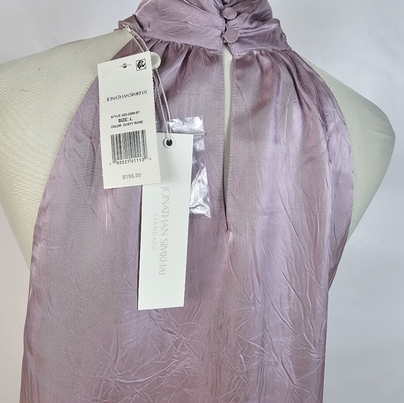 Jonathan Simkhai Katana Twist Front Halter Top in Dusty Rose Size Large - Picture 8 of 8